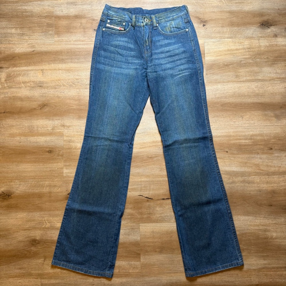 Diesel Rame Jeans Womens 27x33 Blue Bootcut Flared Distressed Made in Italy Y2K‎